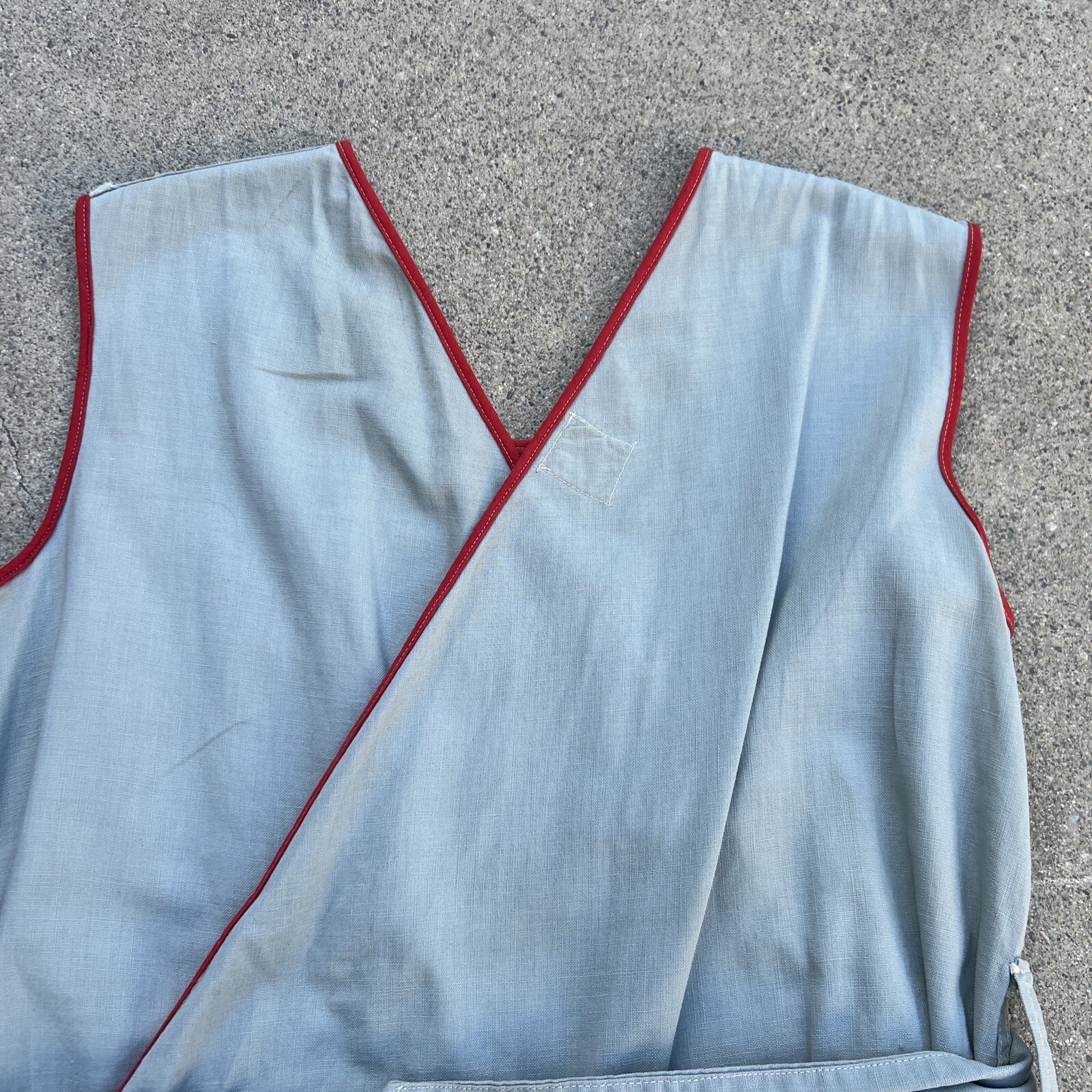 Vintage 1930s Blue Chambray Cotton Jumpsuit Playsuit Gym Outfit Romper Red Trim