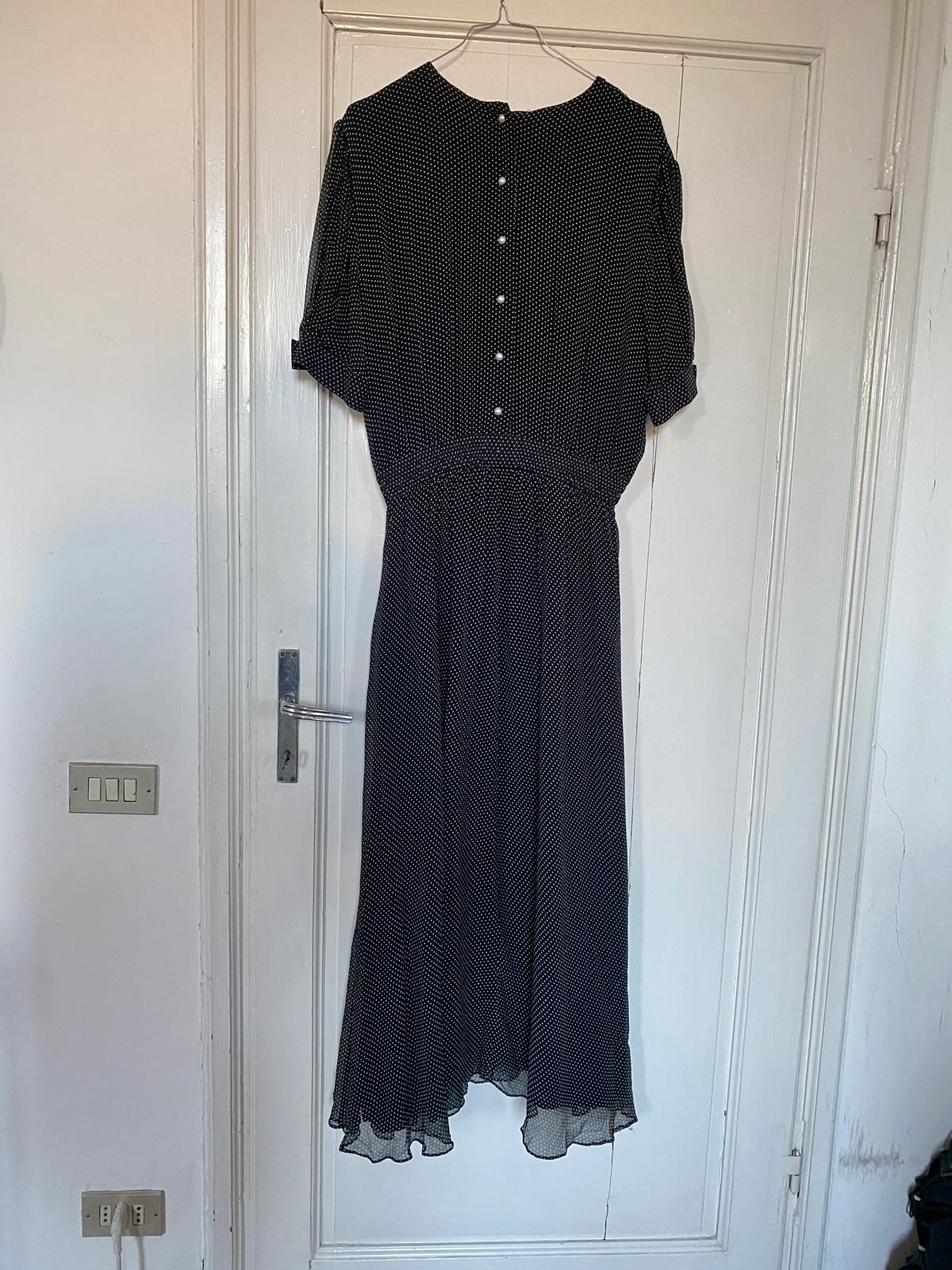 Nancy Johnson Vintage Silk Polka Dot Voile Long Dress Size 44