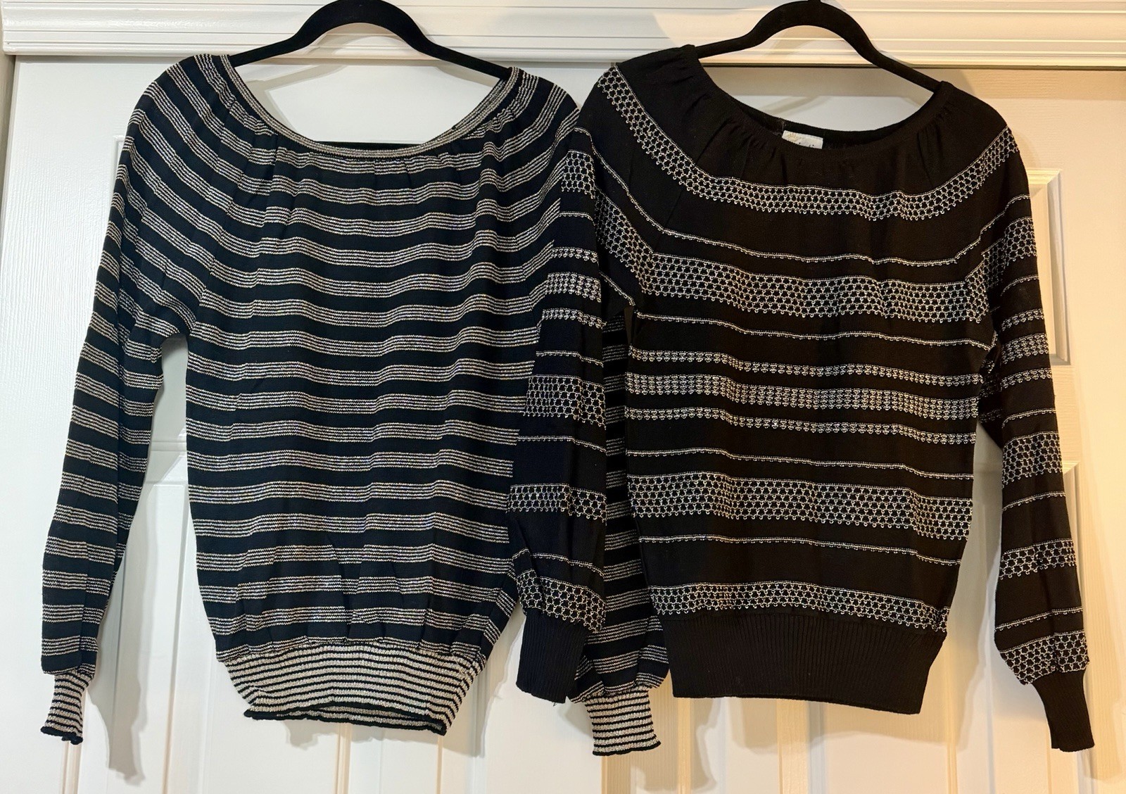 2 Vintage 1970s Women’s Black & Metalic Silver/Gold Majestic Tops