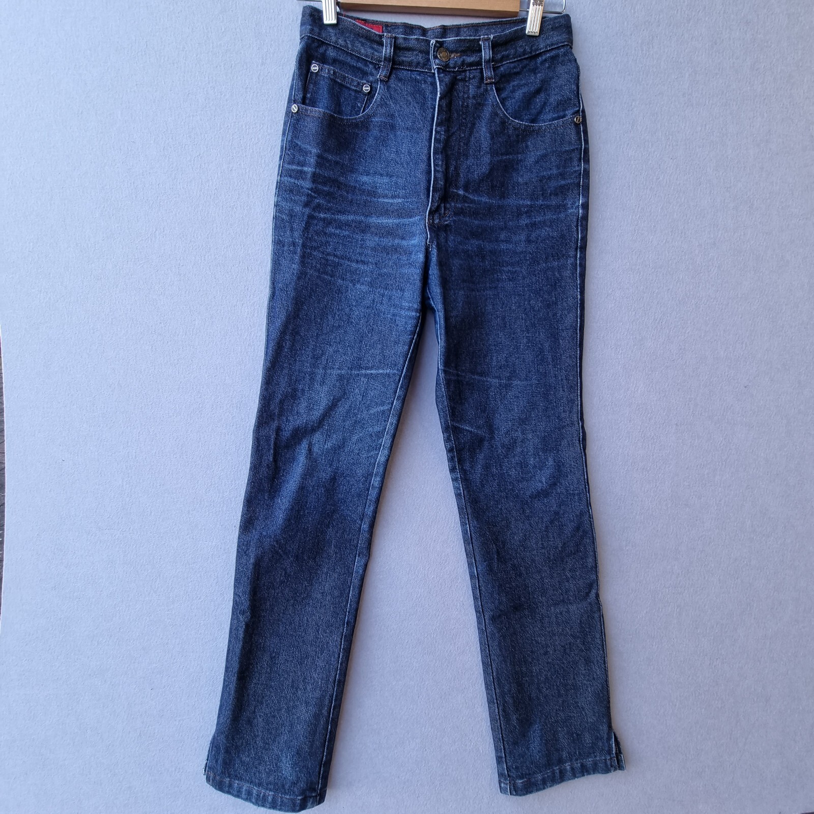 VINTAGE High Rise Blue Denim Jeans sZ 28″ Tall Girls Jeans Baggy Tapered leg