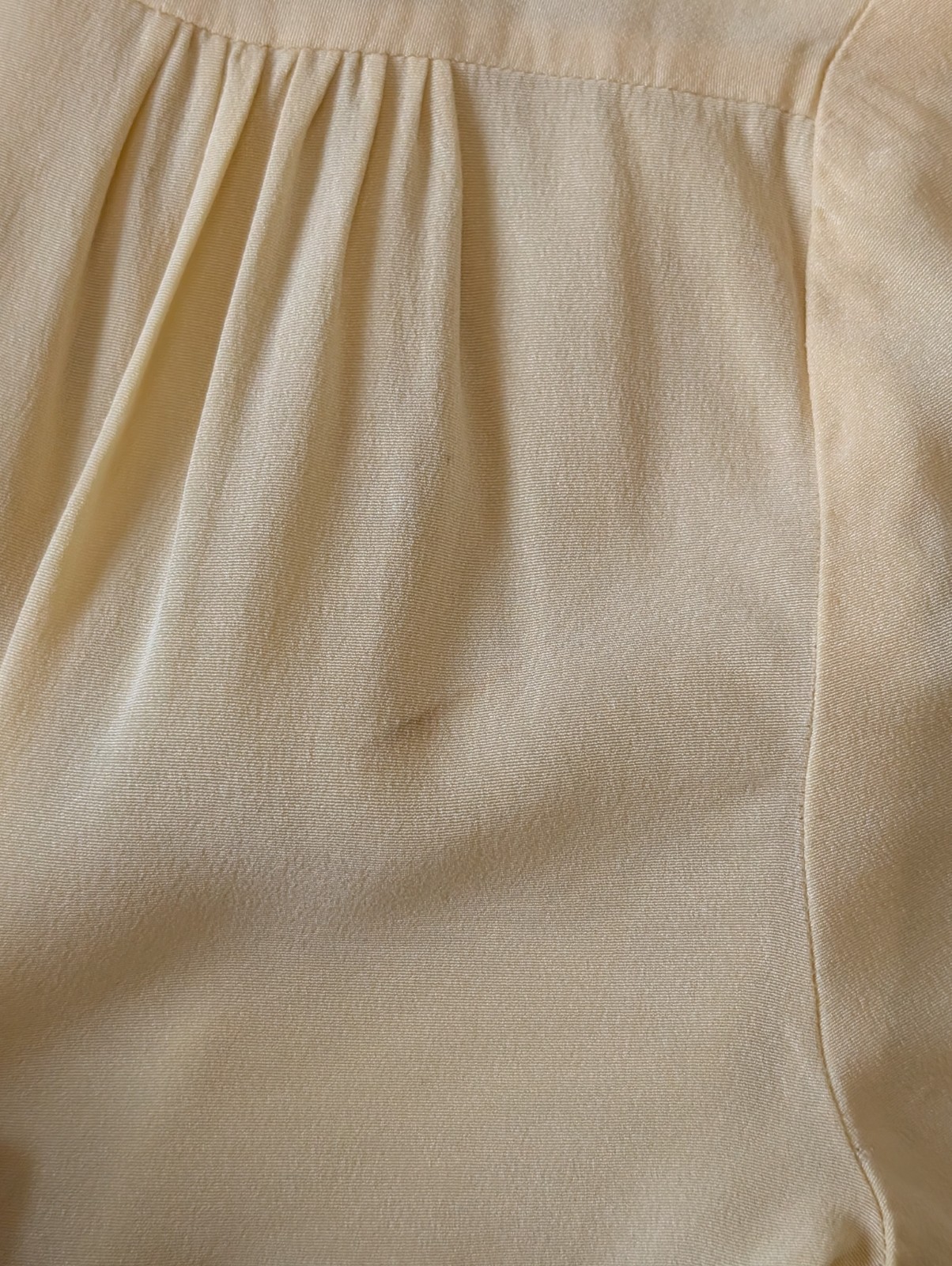 Vintage 50s 60s Women’s Rayon Butter Yellow Cropped Baby Loop Collar Blouse SM
