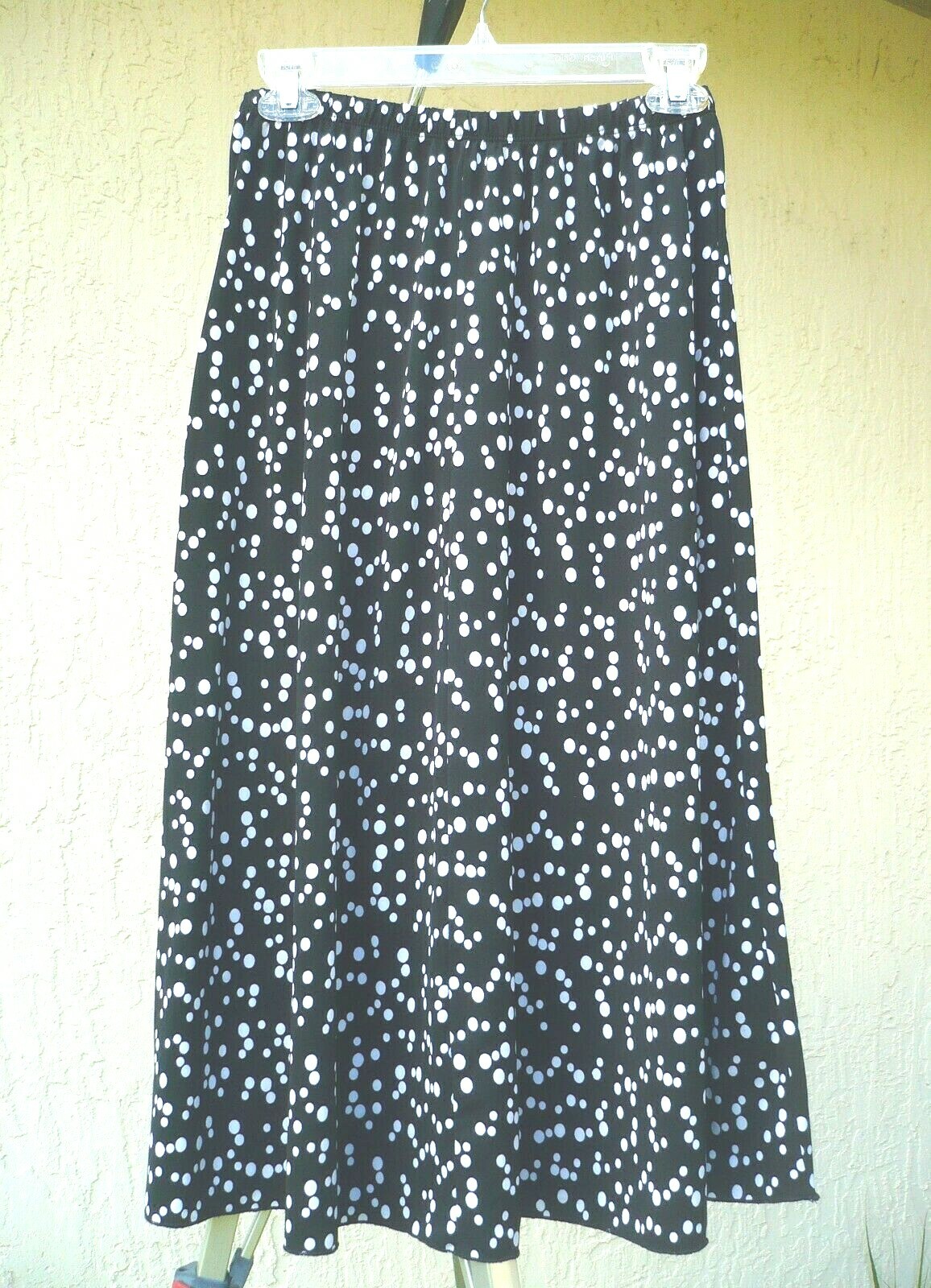 VTG BON WORTH USA MADE S P POLKA DOT CIRCLES SECRETARY SKIRT SILKY ALINE WOMEN