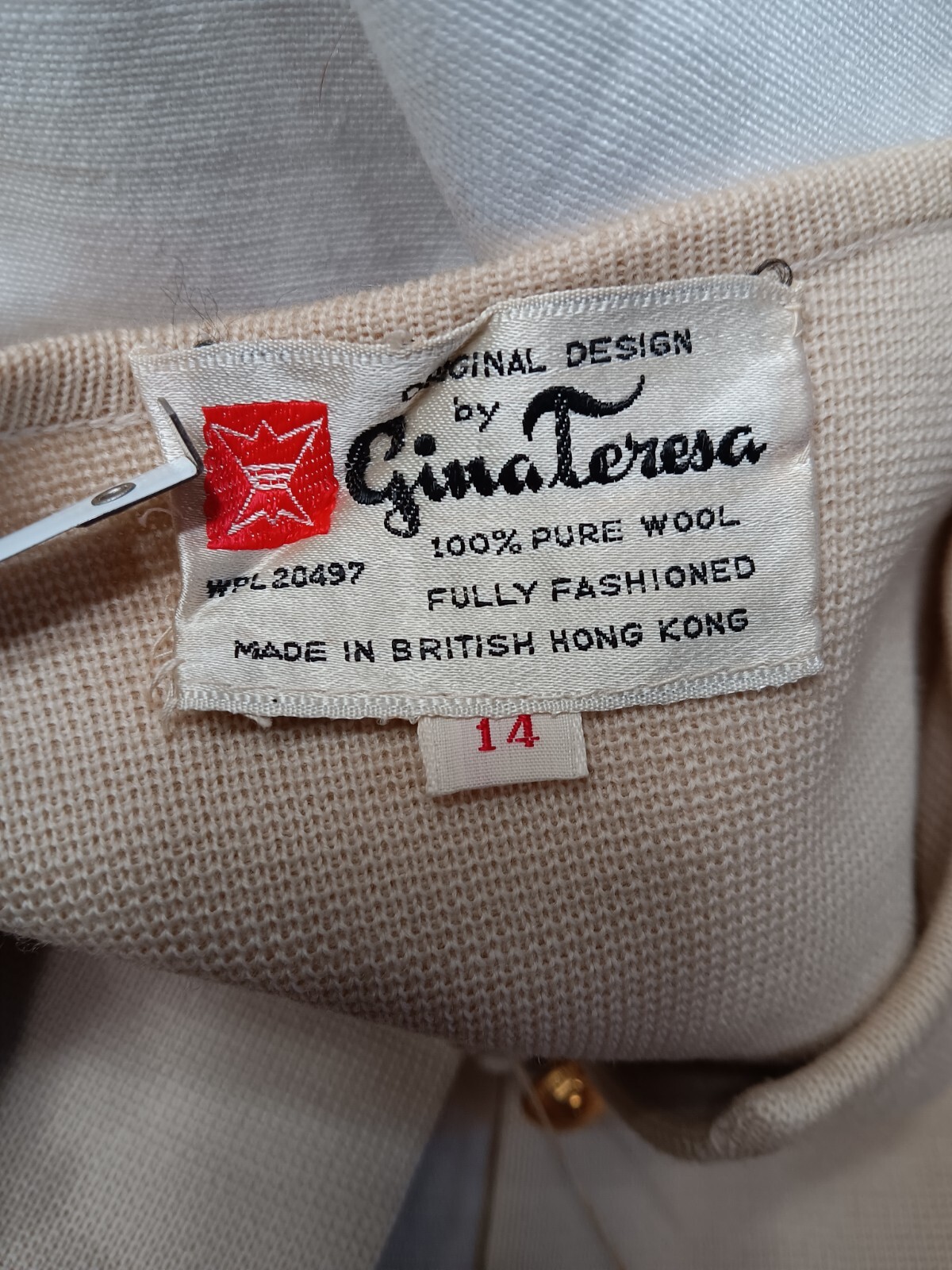 Vtg Gina Teresa Wool Skirt Set 3pc Tan Orange 14 Hong Kong NWT 60s 70s Fits L