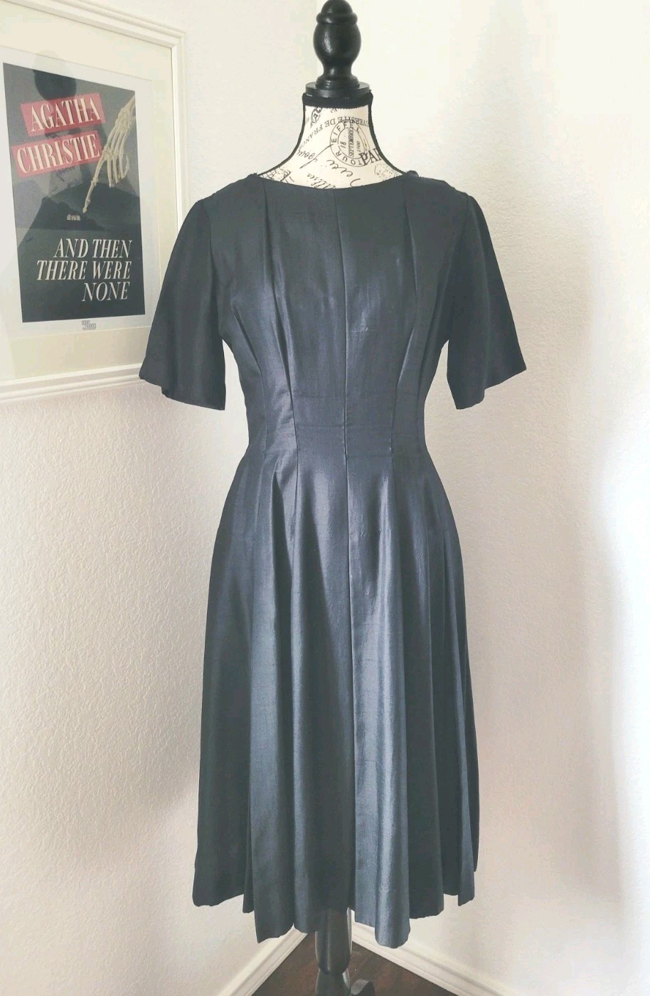 Vintage 50s Suzy Perette Black Fit and Flare Cocktail Dress Medium NEEDS REPAIR