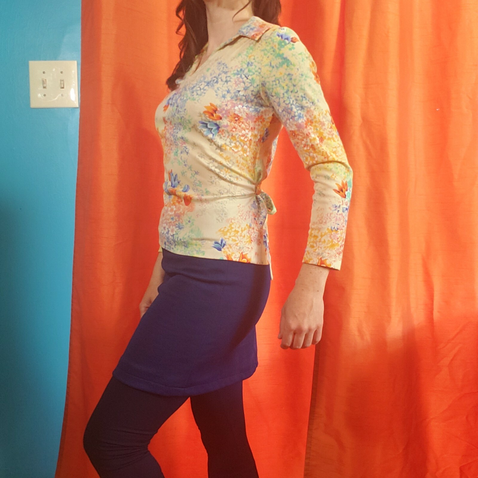 1970’s 1980’s women’s Mod. floral collared vintage top Size S (4) Newton Centre 