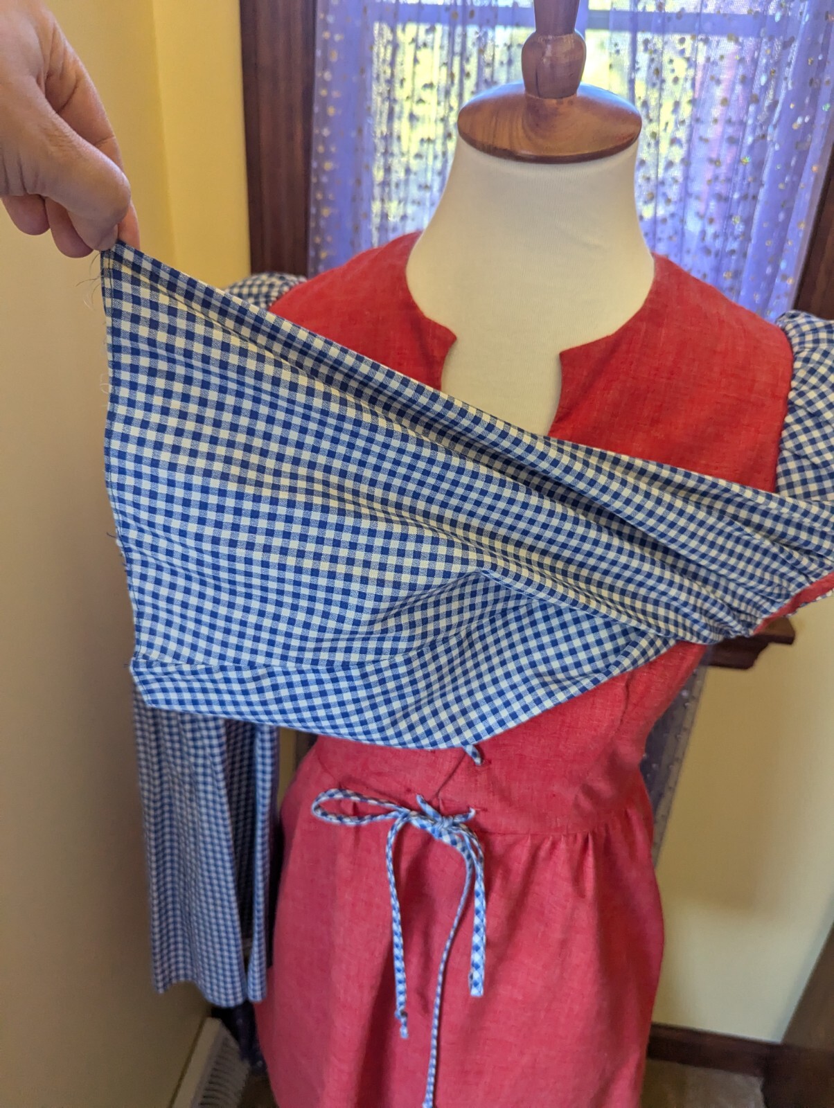 Vintage 70’s ED Juniors Red Blue Gingham Puff Juliet Sleeves Mini Dress Size XS