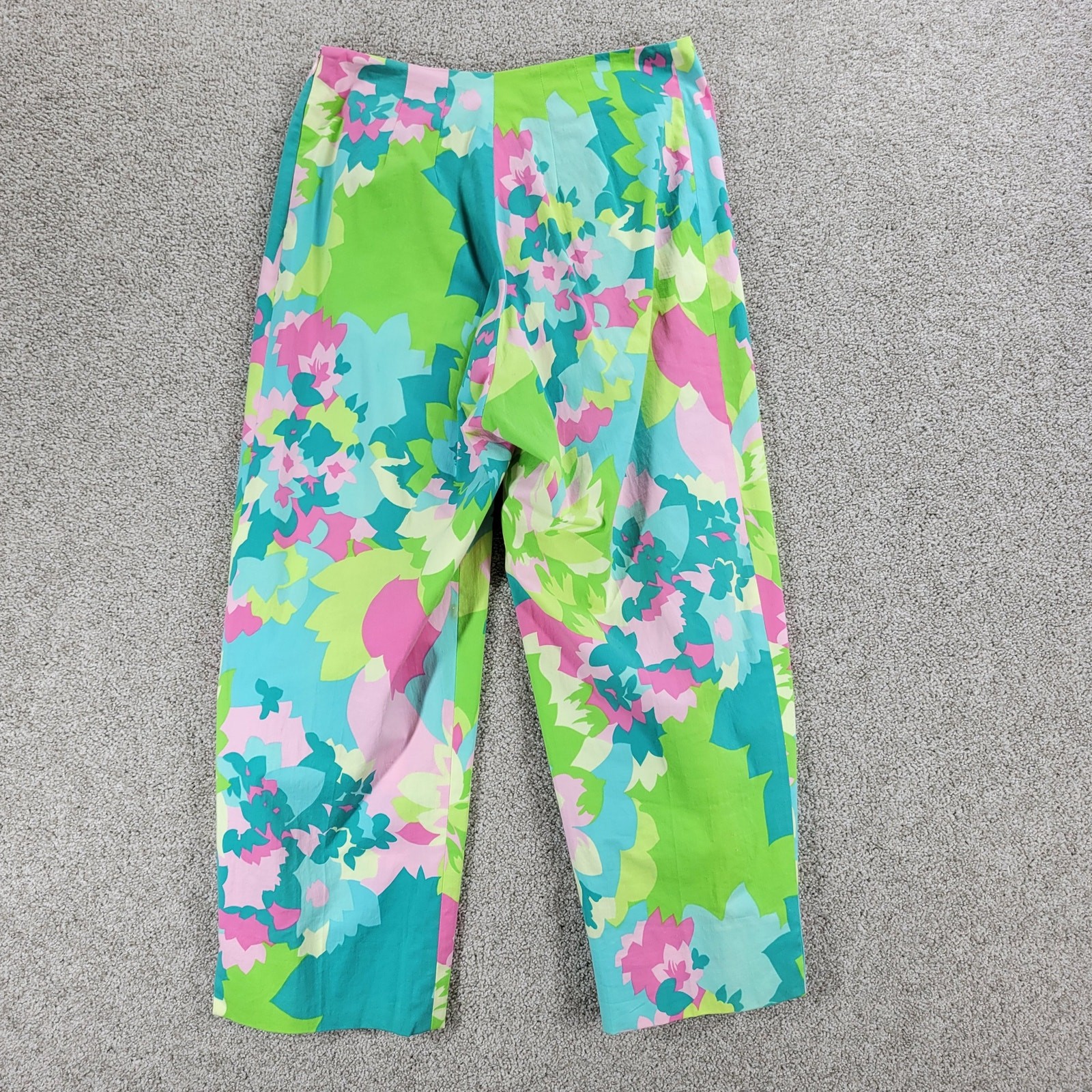 VTG &Trousers Capri Womens 6 Pink Green Floral Preppy Coastal Resort Wear
