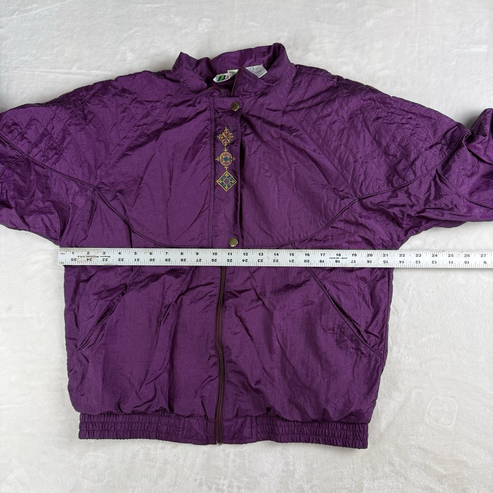 Vtg 90s Nylon Windbreaker Track Suit Set Womens M Purple Bold Spirit Retro Chic