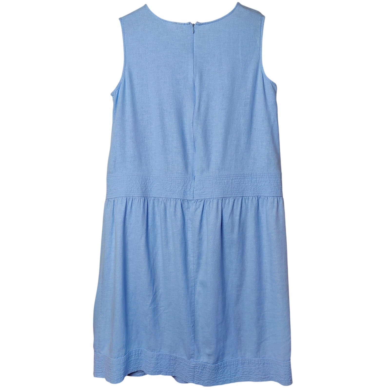 Mainstreet Blues Vintage 90s Drop Waist Midi Dress Linen Blend Baby Blue 16W