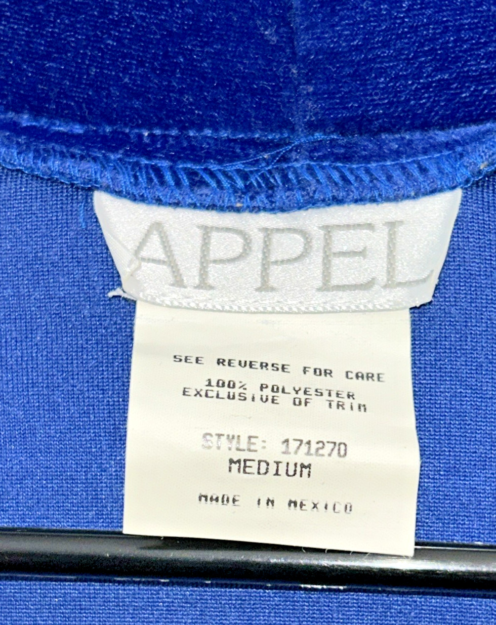 Vintage APPEL M Royal Blue Robe Plush Velour/Velvet Wrap Style Belt Floral Trim