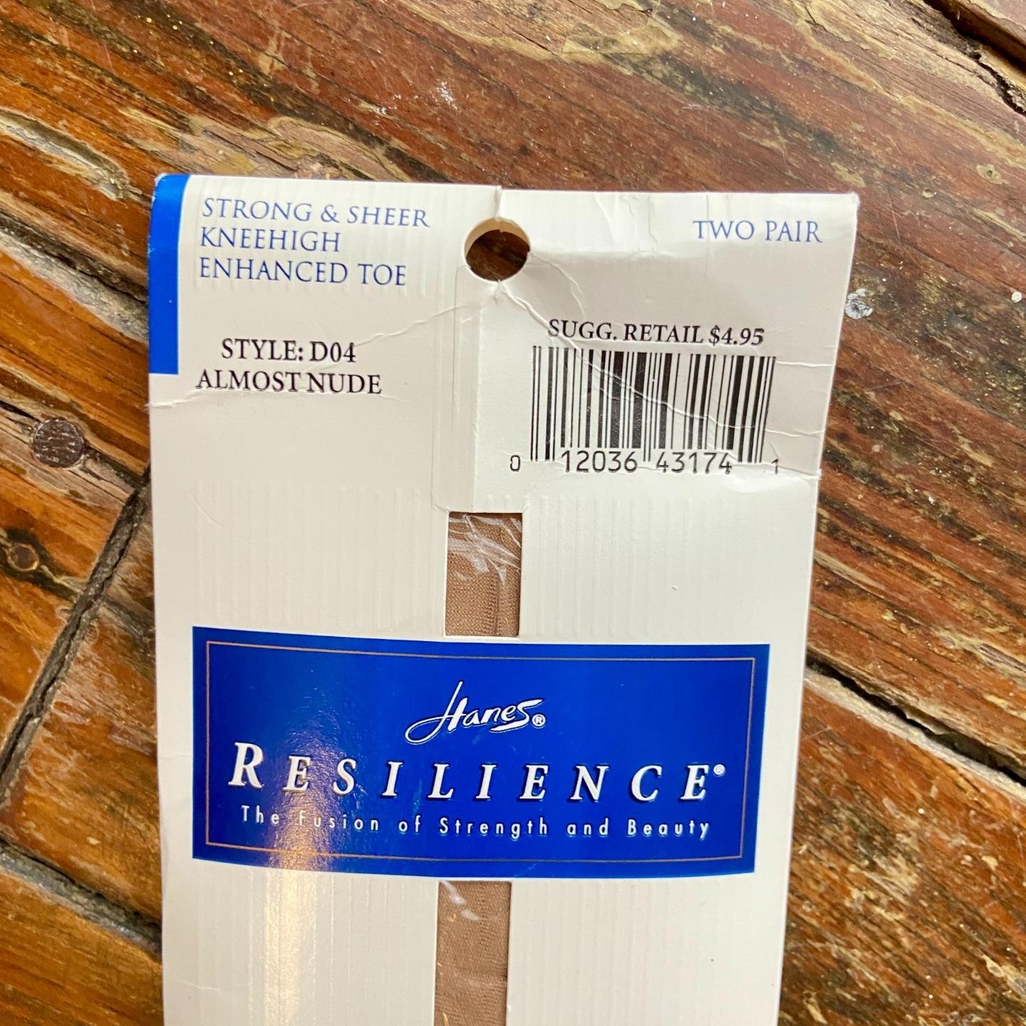 NEW Hanes Resilience Strong Sheer Knee Highs Enhanced Toe 2 Pairs Almost Nude