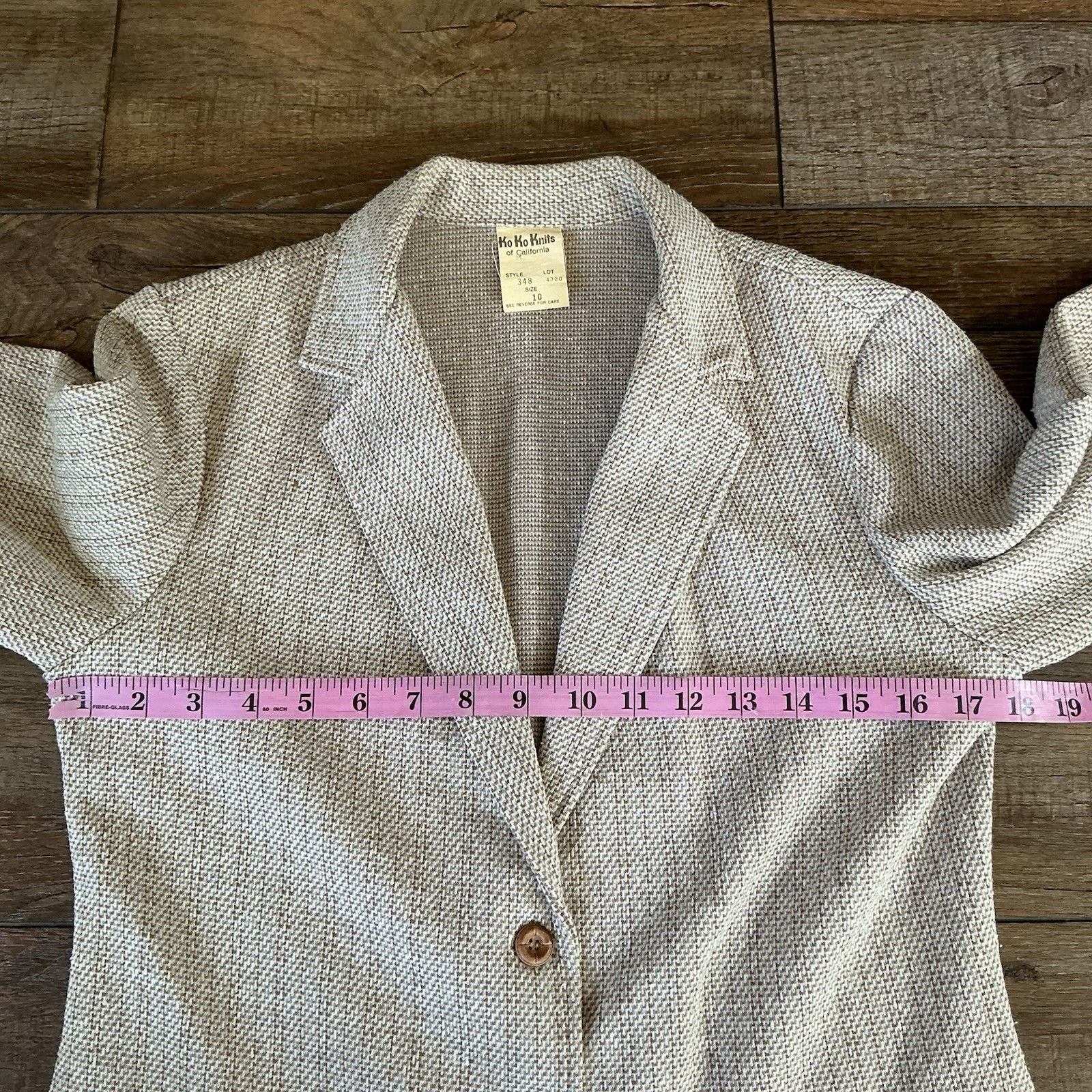 VINTAGE KoKoKnits California Pant Suit Womens 10 Tan Houndstooth USA Set #45C8