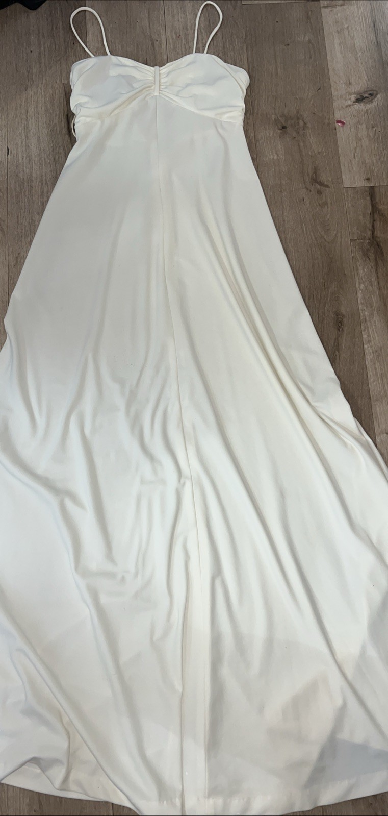 1980s Polyester Slip Dress Off White Cream Size Small S Boho Disco