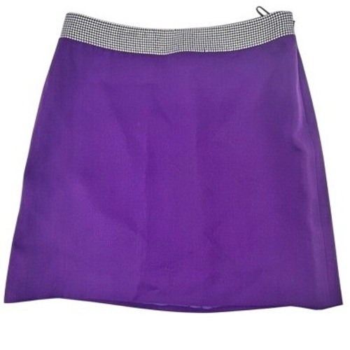 Gianni Versace Couture Mini Skirt Women 42 Purple Wool Crystal Vintage Italy