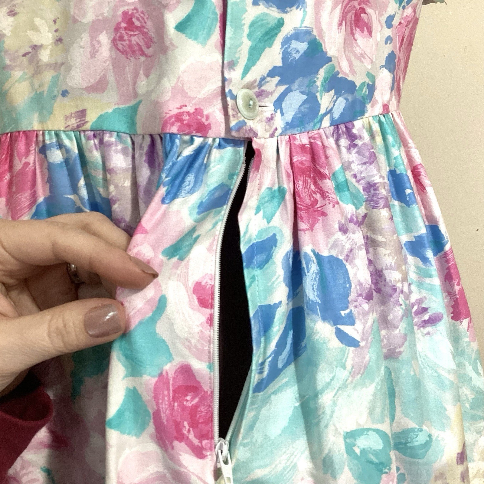 Lanz Petite Deadstock 80s 90s Floral Party Size 14 Cotton Cottagecore Garden