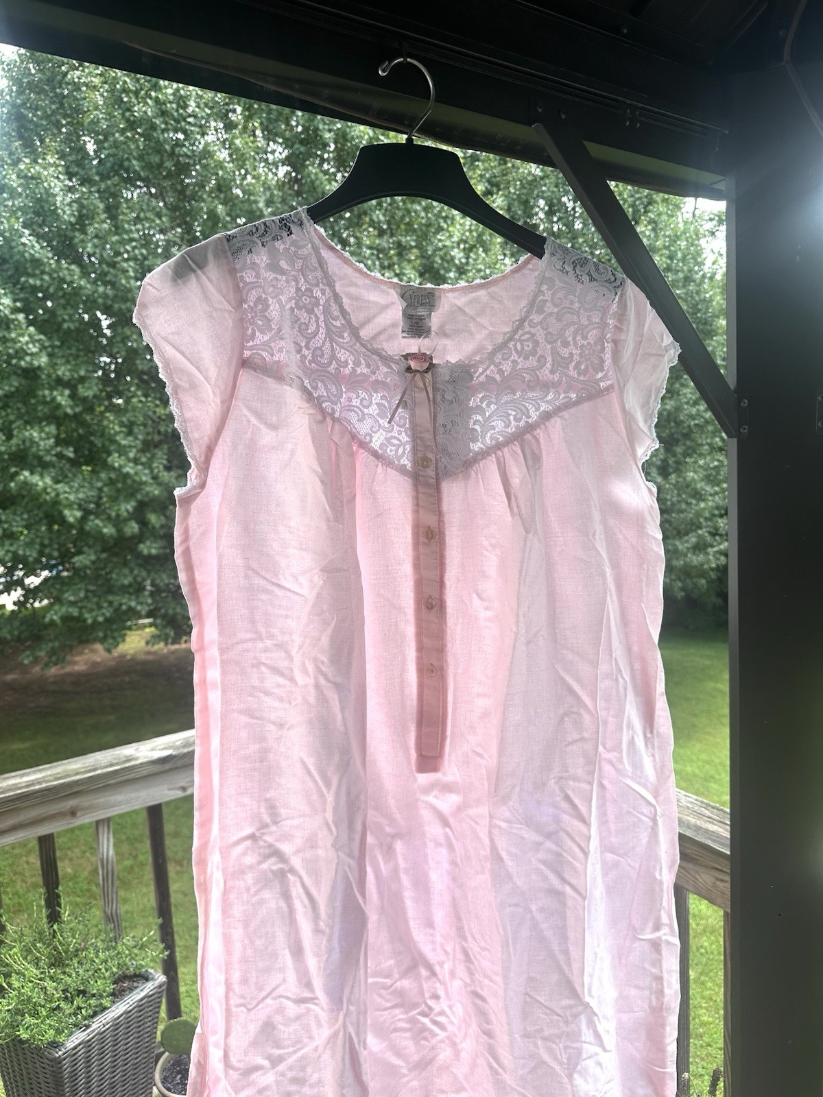 VTG Cypress Pink 100% Egyptian Cotton Sleeveless Nightgown Cottagecore Women’s L