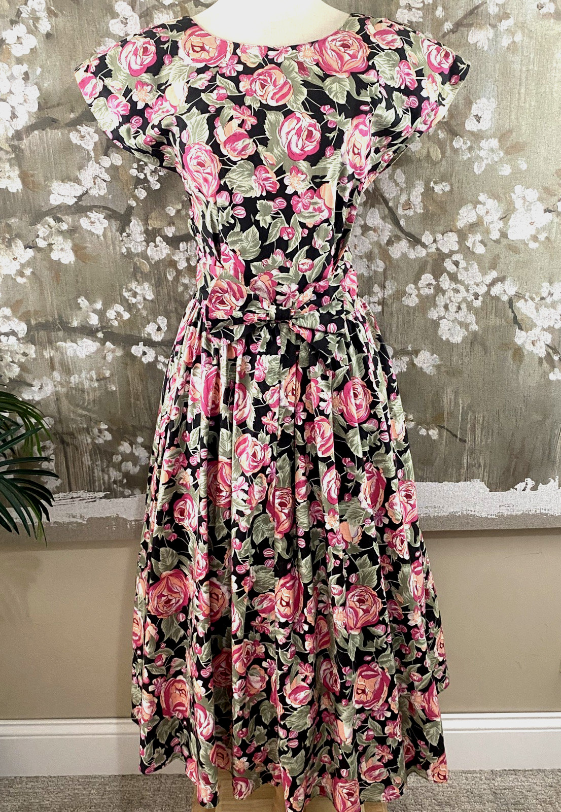 VTG JONI BLAIR Pin Up Swingy Fit Flare Open Back Pockets Garden Party Dress 9 S