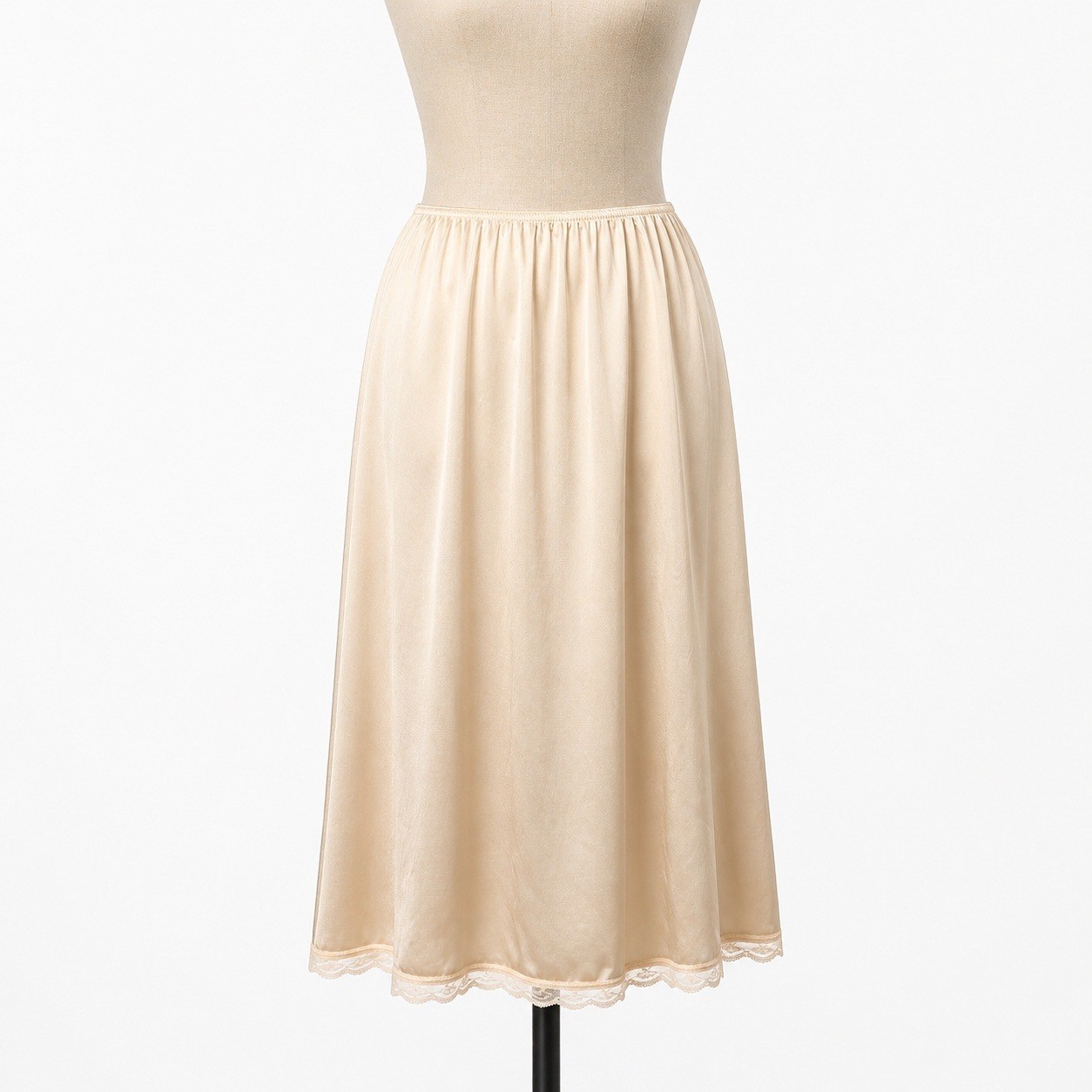 Vintage Warners Perfect Measure Lace Trim Half Slip 29″ Skirt Size L Tan 55300