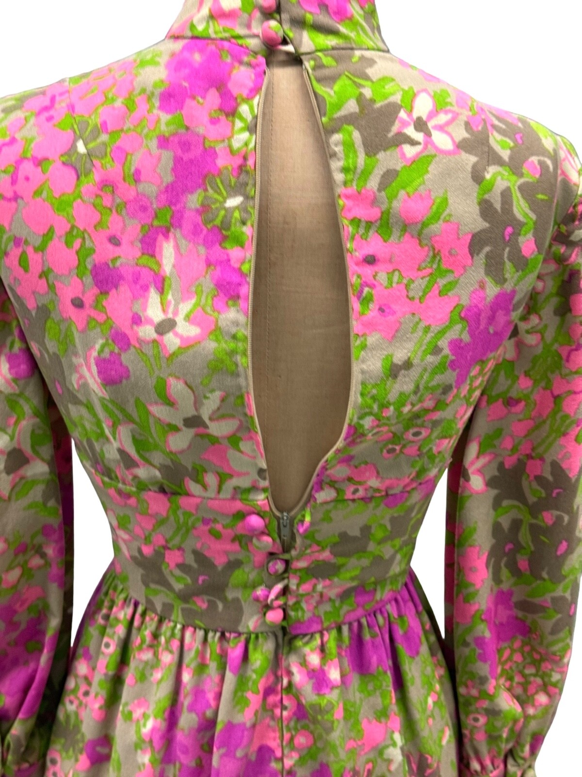 Fantastic Vintage 60s 70s Bright Colorful Floral Dress By Chester Weinberg Small