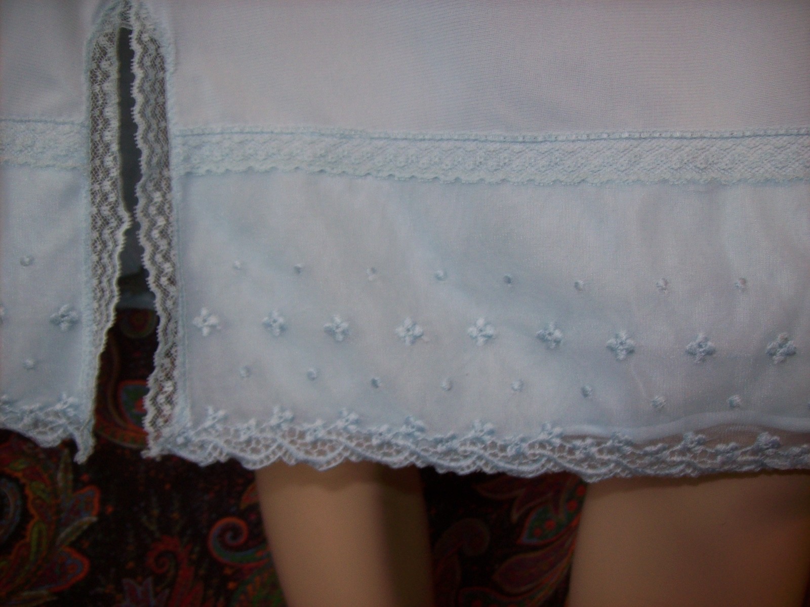 Vintage Pandora Blue Lacy Nylon Half Slip Lingerie M