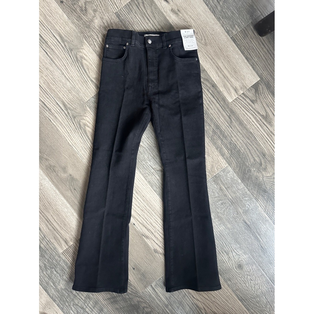 Madewell NWT The Vintage Flare Jeans black frost denim women’s size 27