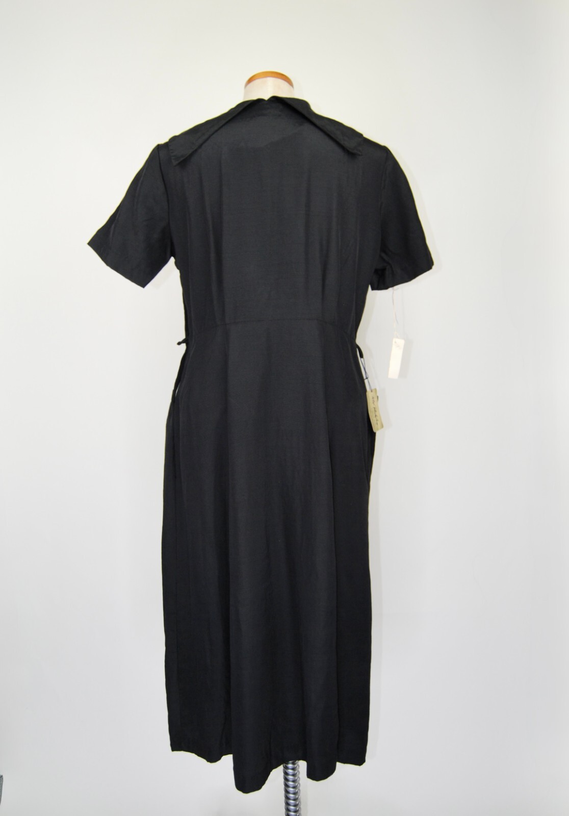 1950s Vintage Pat Perkins New Old Stock Black Dress with Red Polkadot Scarf – XL