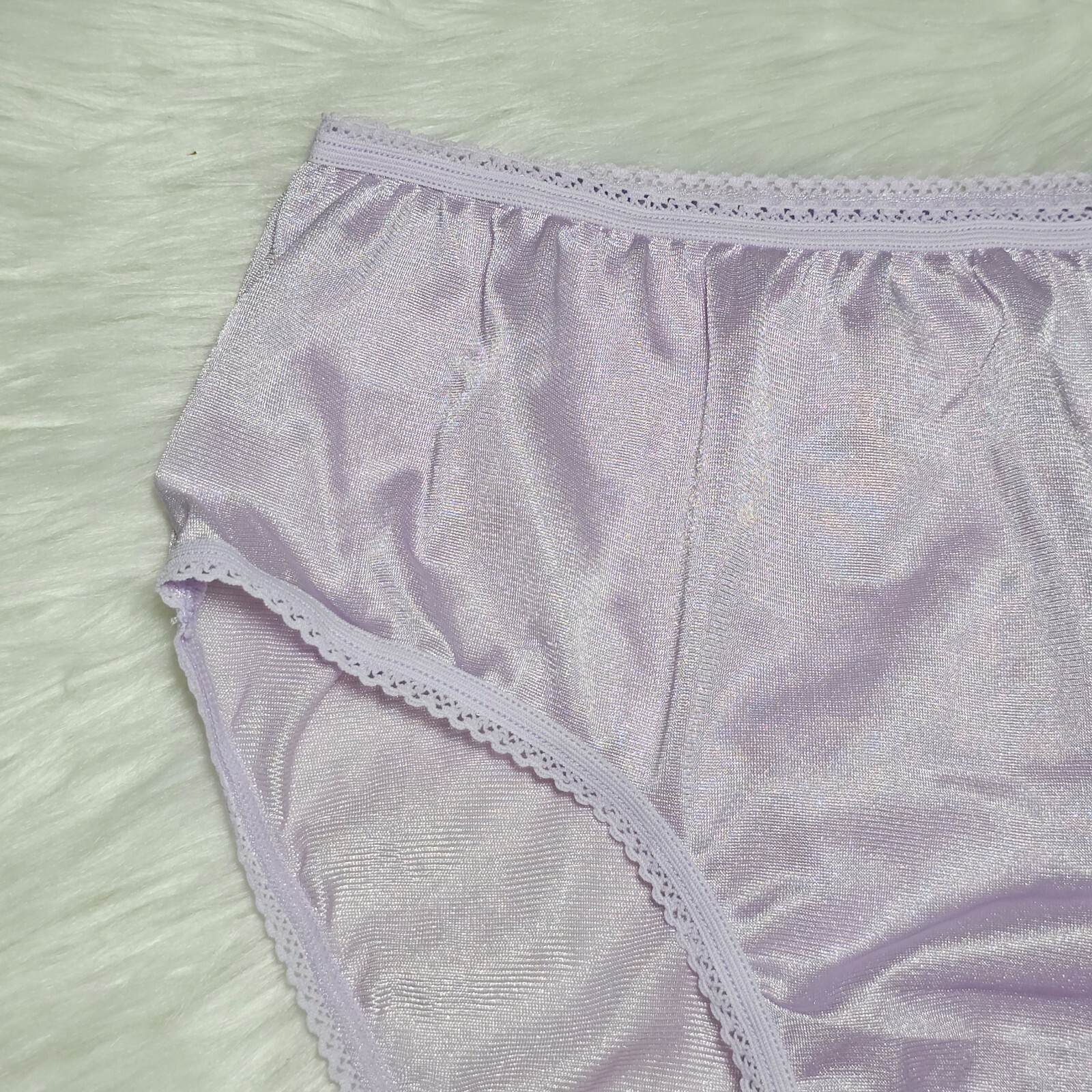 Vintage Silky Purple Panty 100% Nylon Sissy Sheer Brief Size 6-7 Hip 35-39″