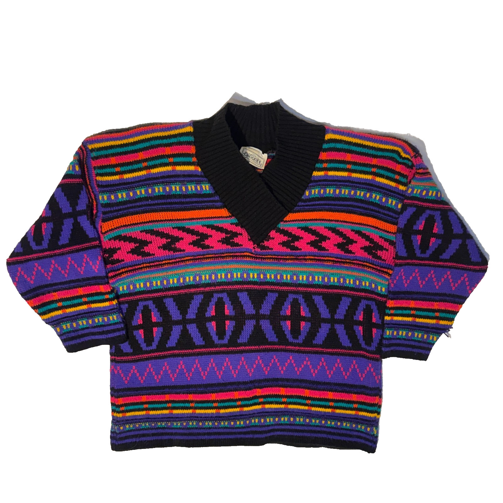 Vintage 90s Croquet Club Colorful Aztec Sweater Southwestern Retro Large USA