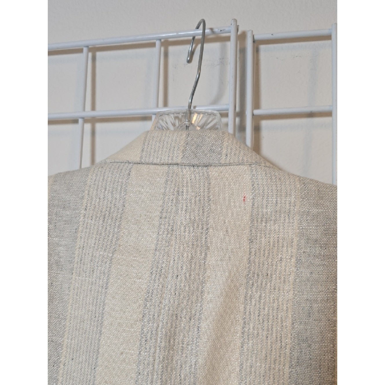ROYCE LTD NY Vintage Cream and Light Gray Blue Striped Skirt Suit Set 10 NWT