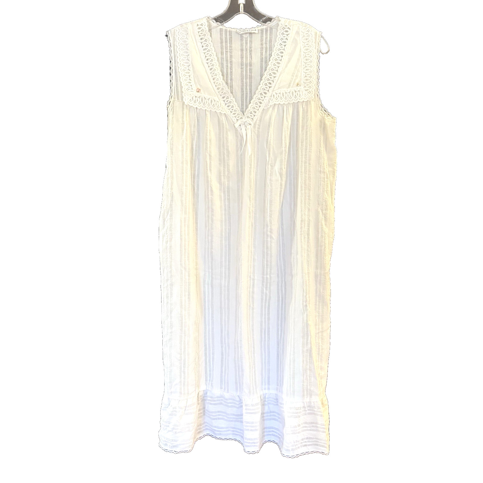 VTG Willow Creek Nightgown Cotton Sz M White Eyelet Ruffle Victorian Romantic