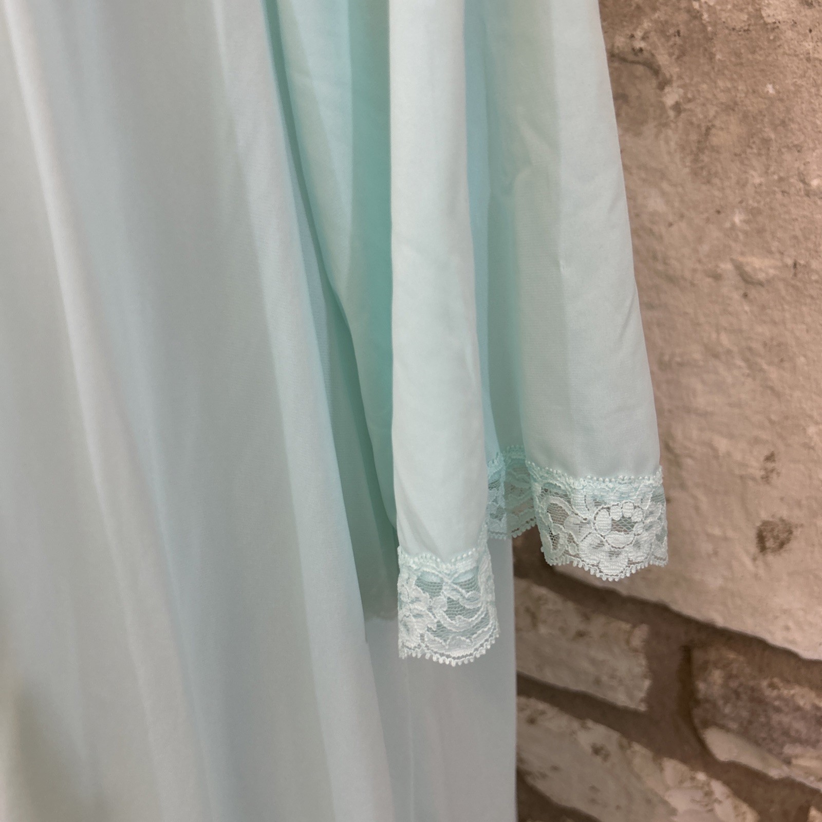 Vintage Shadowline Nightgown Nylon Silky Soft Blue S-M-L- XL Short Sleeved