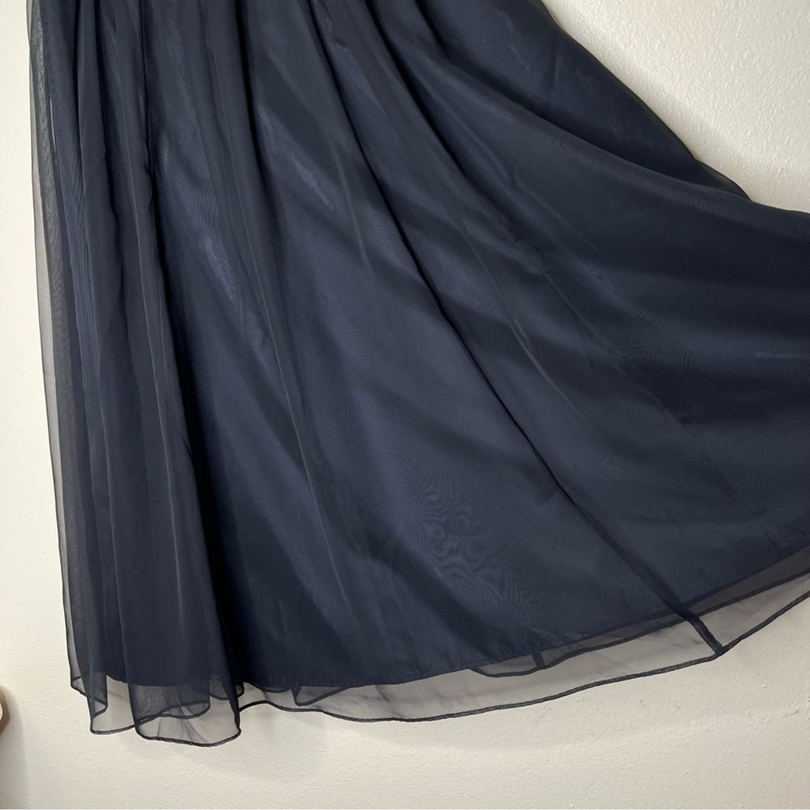 Vintage Bedford Fair Lifestyles Black Chiffon Maxi Skirt Women Size 10 Pull On