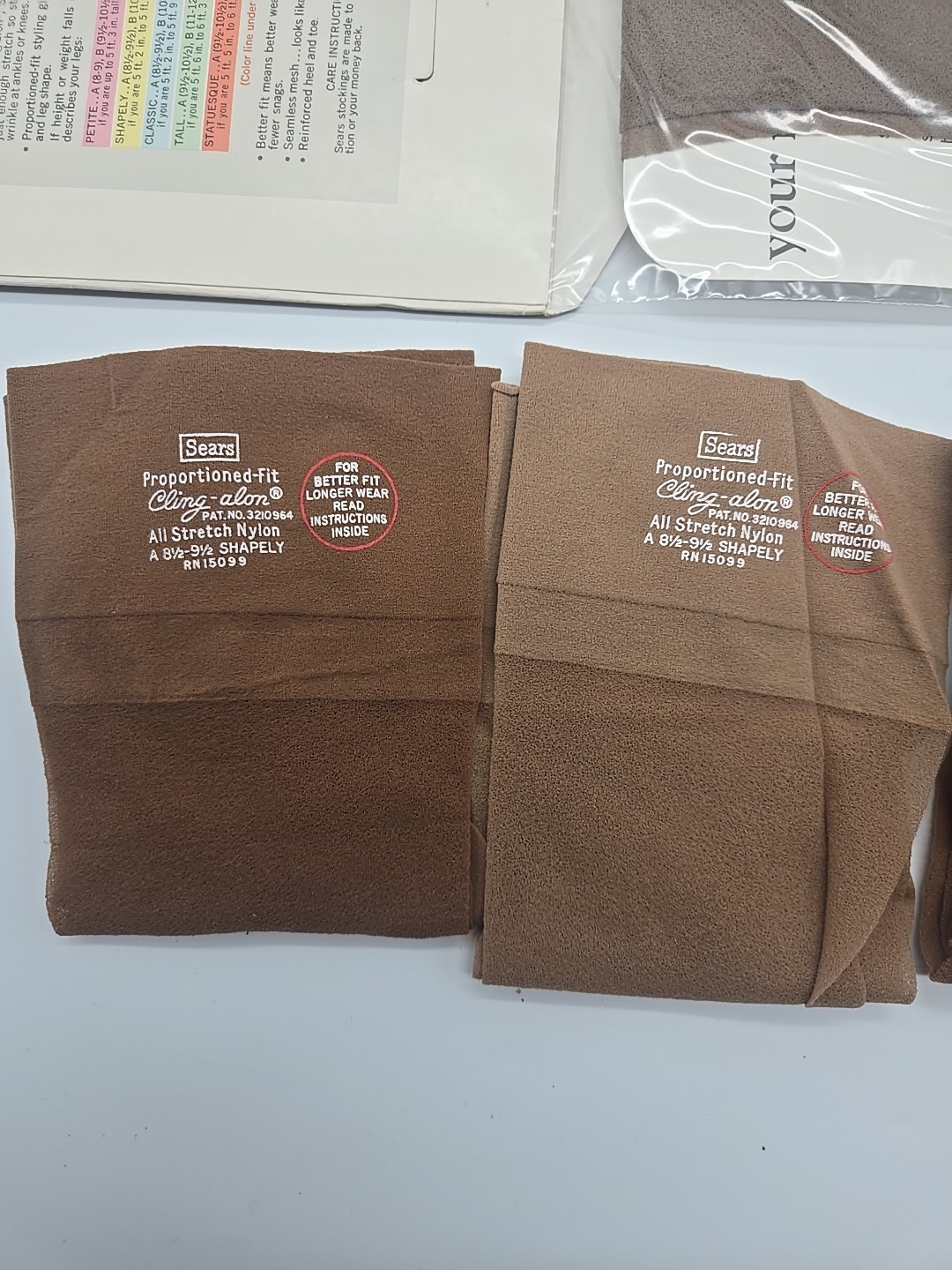 4 Vintage Sears Cling Alon Semi Sheer Stockings Classic A 8 1/2-9 1/2 NOS