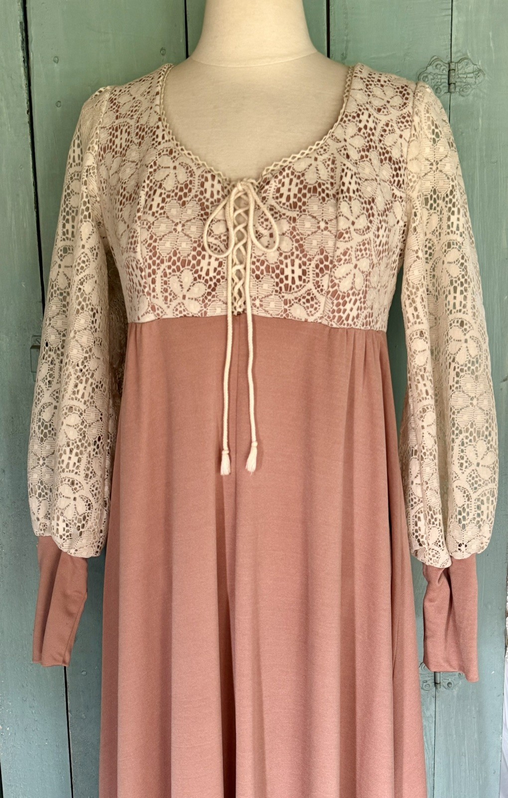 VTG 70’s Rags by Kressandra Boho Chic Festival Cottagecore Maxi Empire Dress S