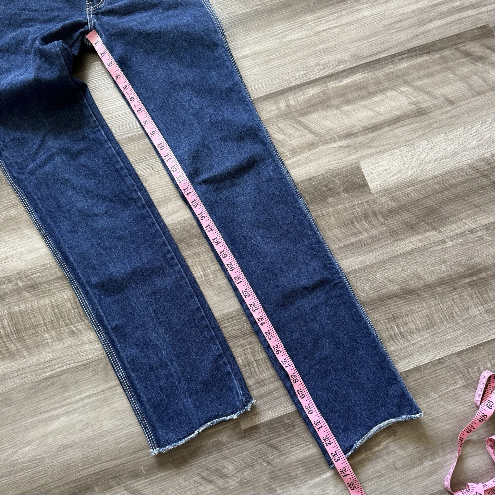 Vintage Jordache Horsehead Jeans Size 26×32 70s White Stitch High Waist Raw Hem