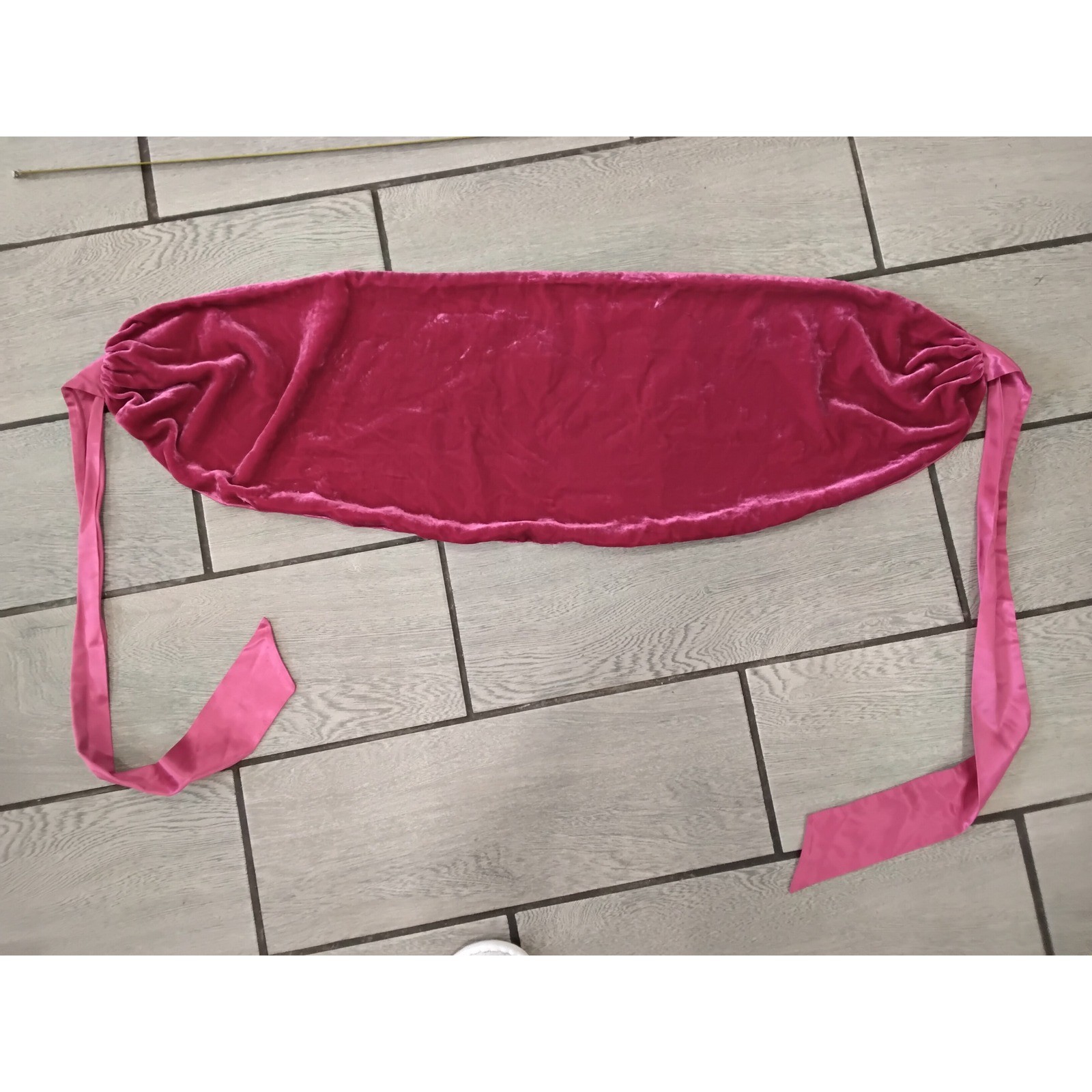 Bebe Vintage Silk Blend Velvet Tube Top Bandeau Fuchsia Pink Tie Back One Size