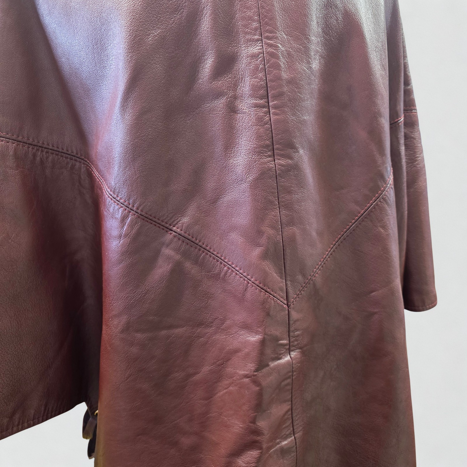 VTG 70s Dan di Modes 24K Leather Cape Coat Burgundy Jacket
