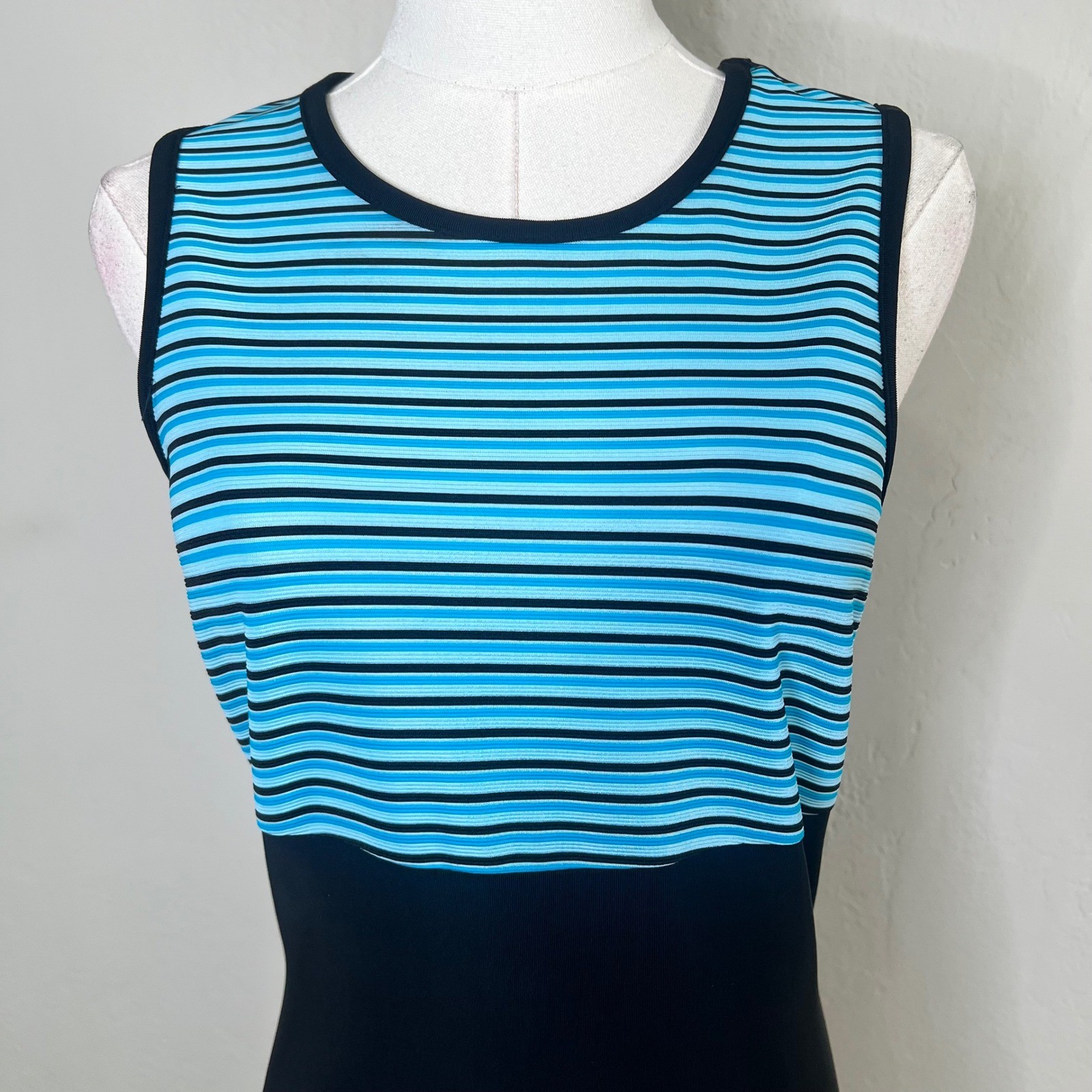 Byer Too California Vintage 90s Striped Sleeveless Dress Black Blue Small USA