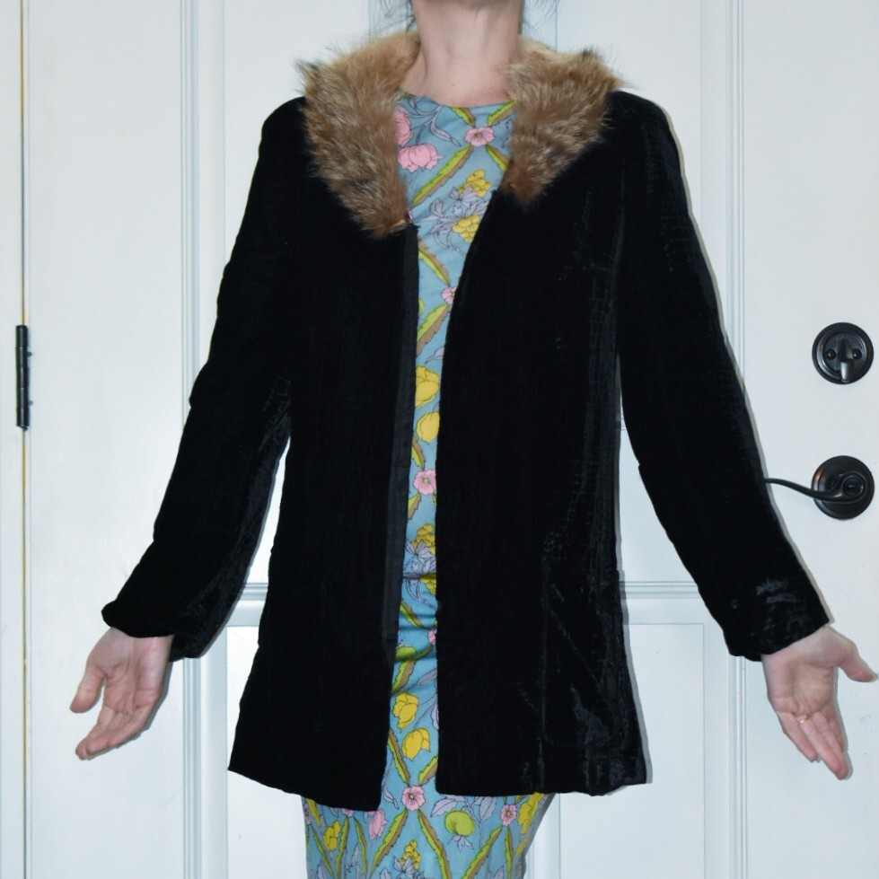 DESTROYED Whimsigoth Vintage National Board Coat & Suit Industry Velvet/Fur coat
