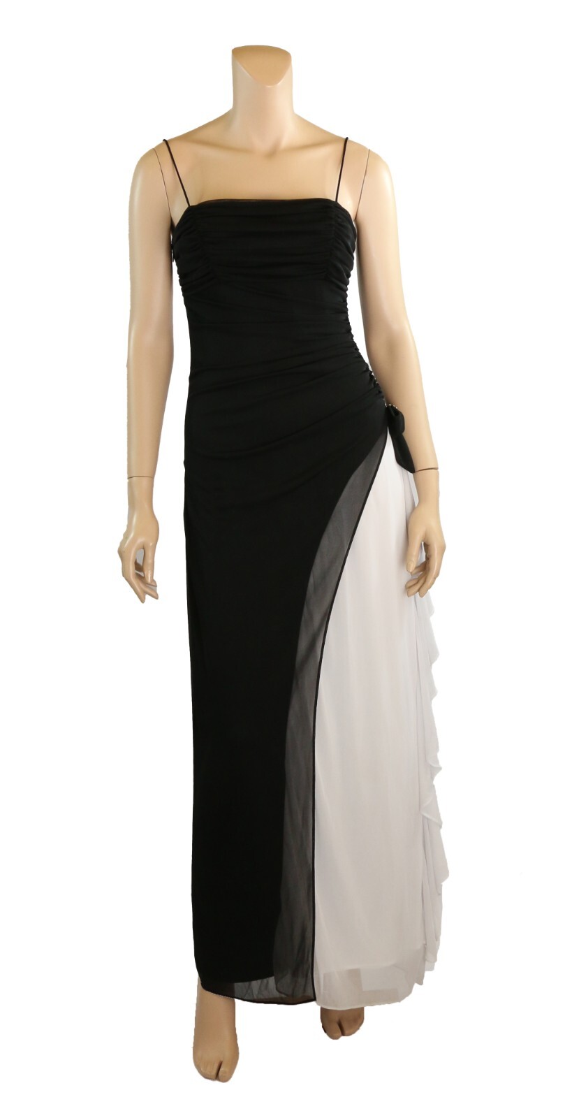 Blondie Nites Vintage 90s 00s Black & White Ruched Sexy Party Prom Dress sz 7