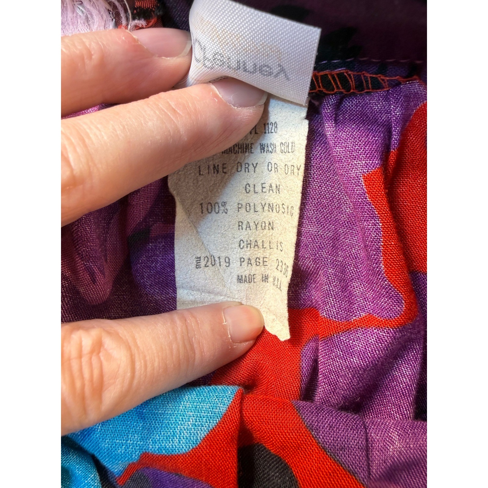 Great Connections JCPenney Vintage Floral Midi Skirt Red Purple Blue Rayon Boho