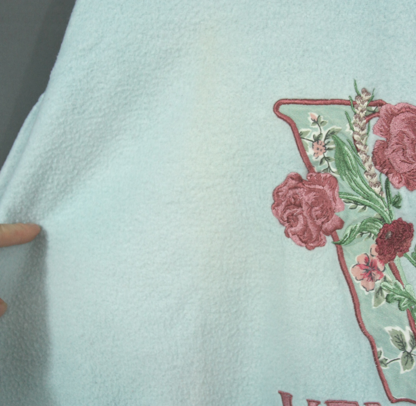Vintage Venezia Embroidered Roses Floral Fleece Sweatshirt Top 22/24 XL 1980s