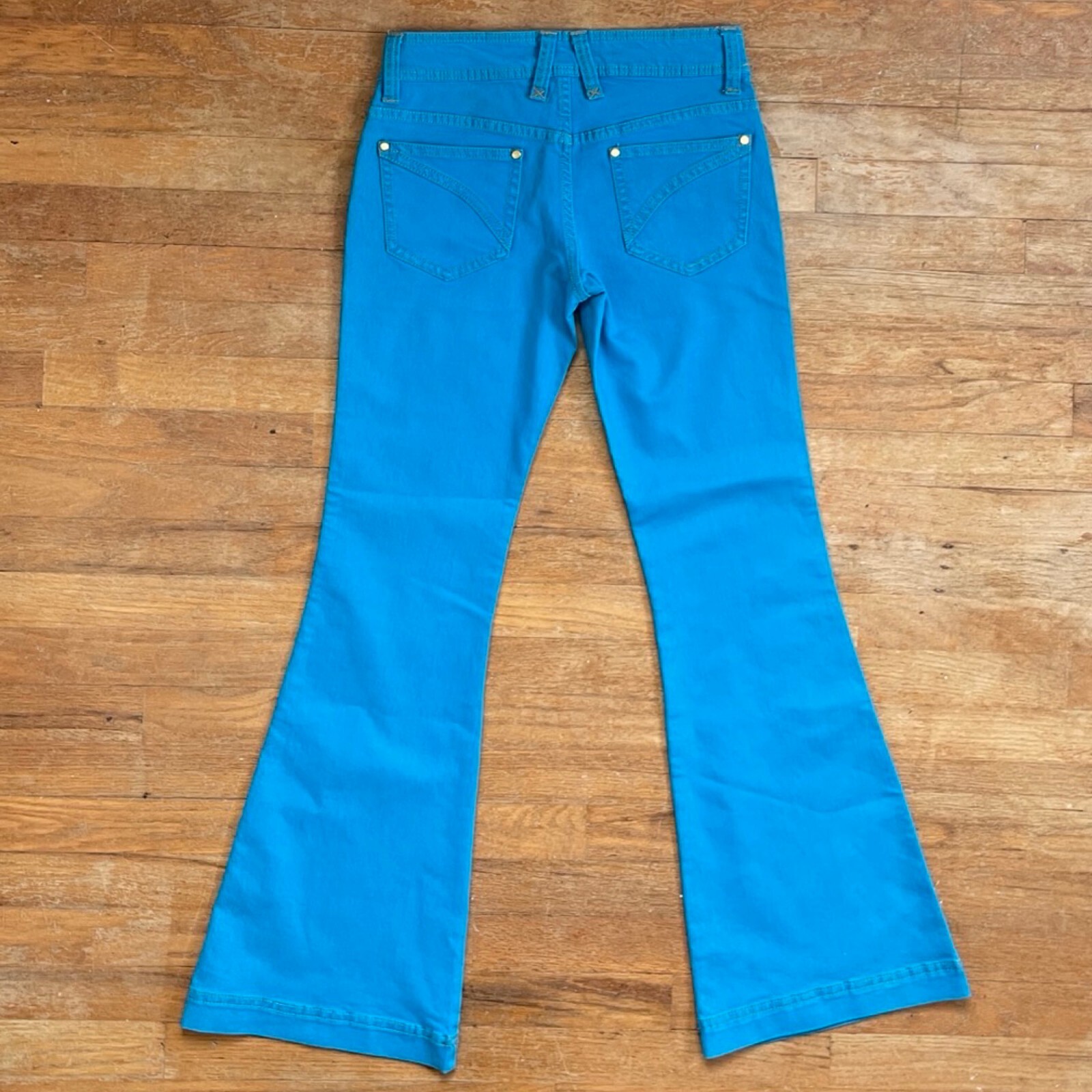 Vintage Bell Bottom Low Rise Jeans Size Small (6) 29″ Waist 1990s Cache Blue