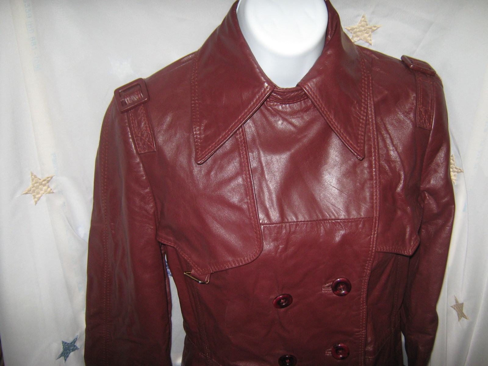 Stylish Vintage TFC Burgundy Leather Coat/Jacket Size 10 #CL15