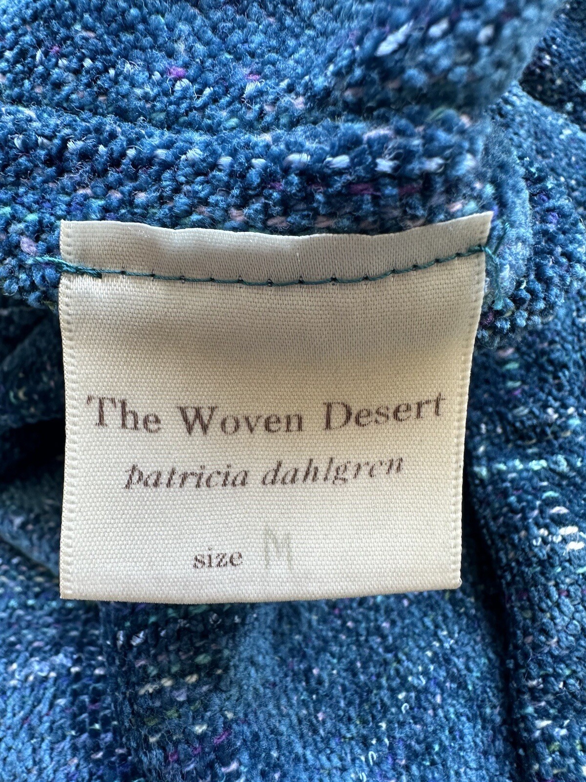 Vintage The Woven Desert Patricia Dahlgren Blue Knit Rayon Cotton Silk Top Sz M