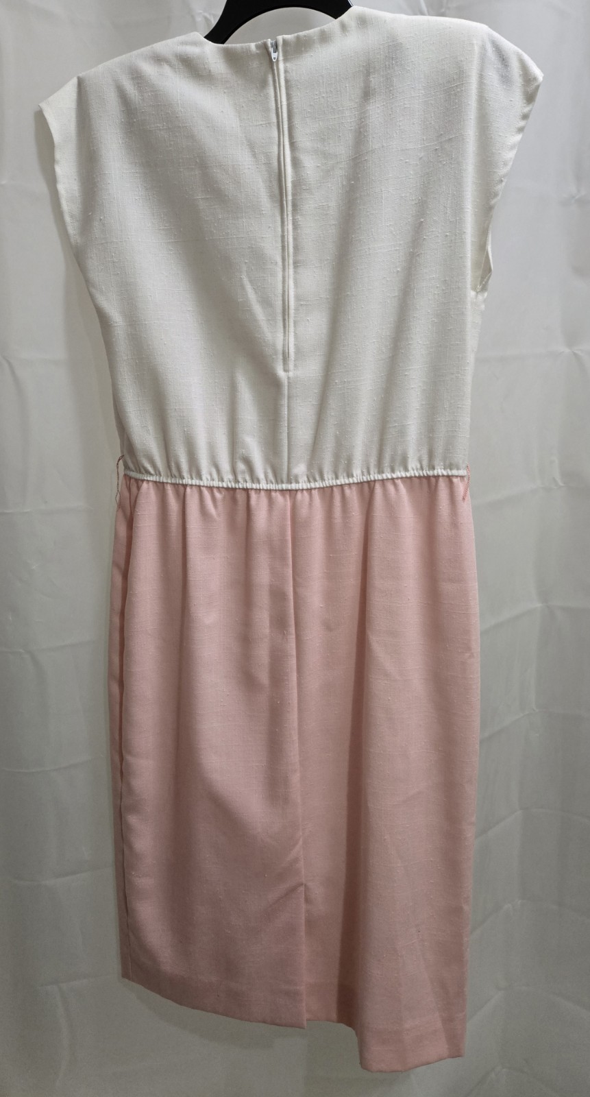 Womens Vintage White & Peach Sheath Dress By Leslie Fay Size 10