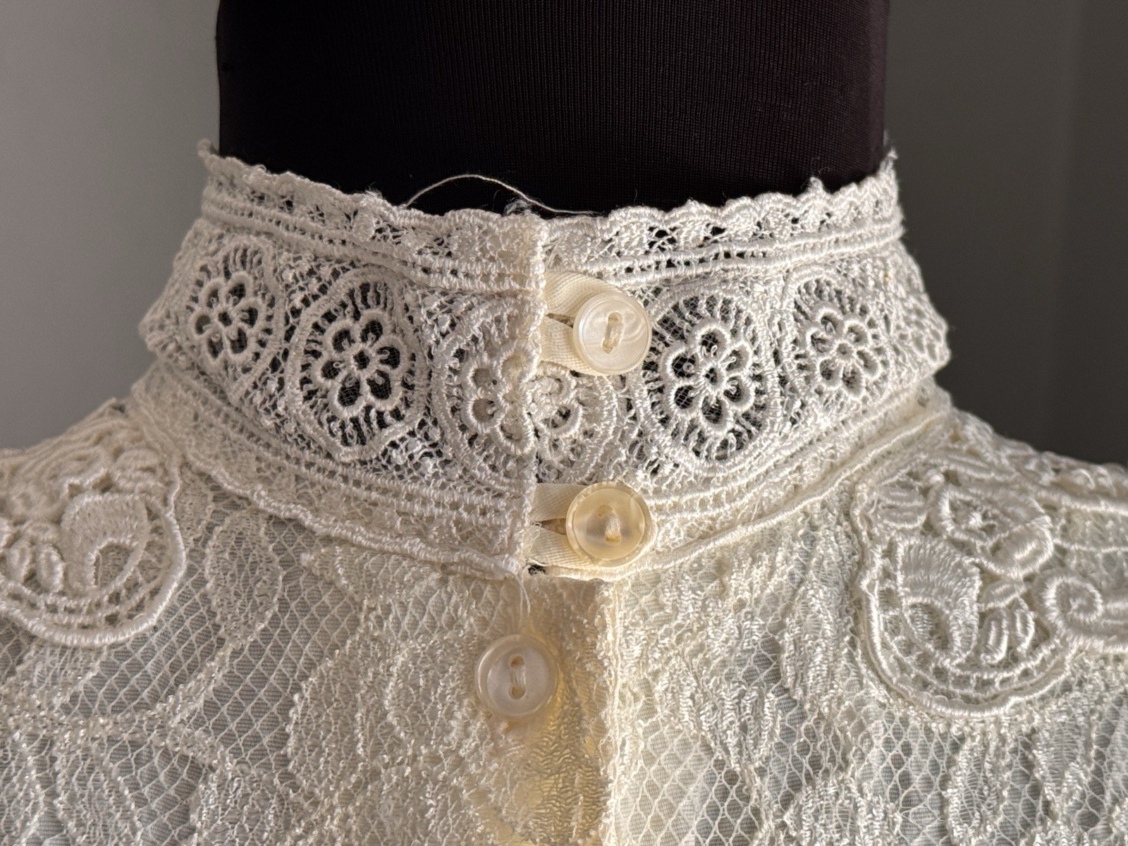Vintage Gunne Sax Top XS Ivory Lace Victorian Jessica McClintock Romantic 70s