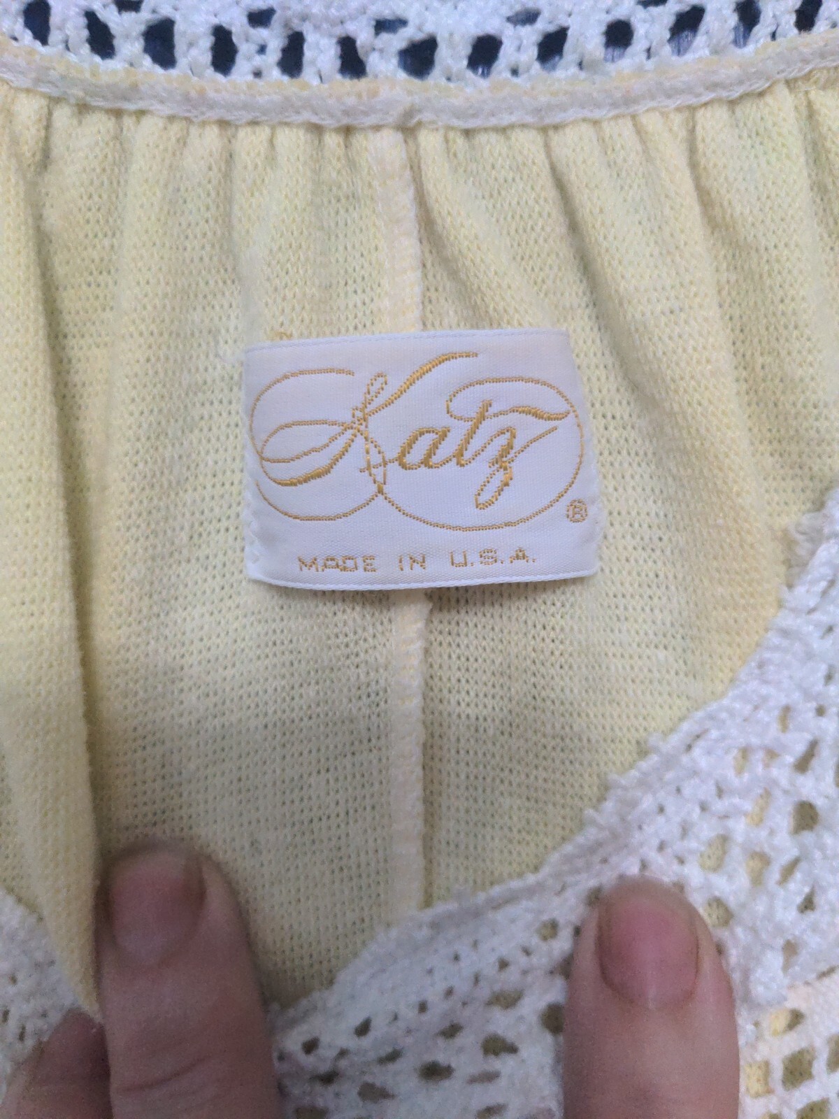 VTG Katz Women’s Terry House Dress/Kaftan/Crochet/Pockets Medium Yellow EUC 70s