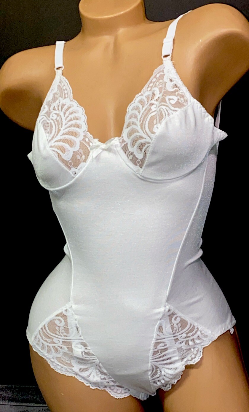 Vintage Lacey Teddy Second Liquid Skin Girdle Garter Tabs 34B+ Shaper Nylon L88