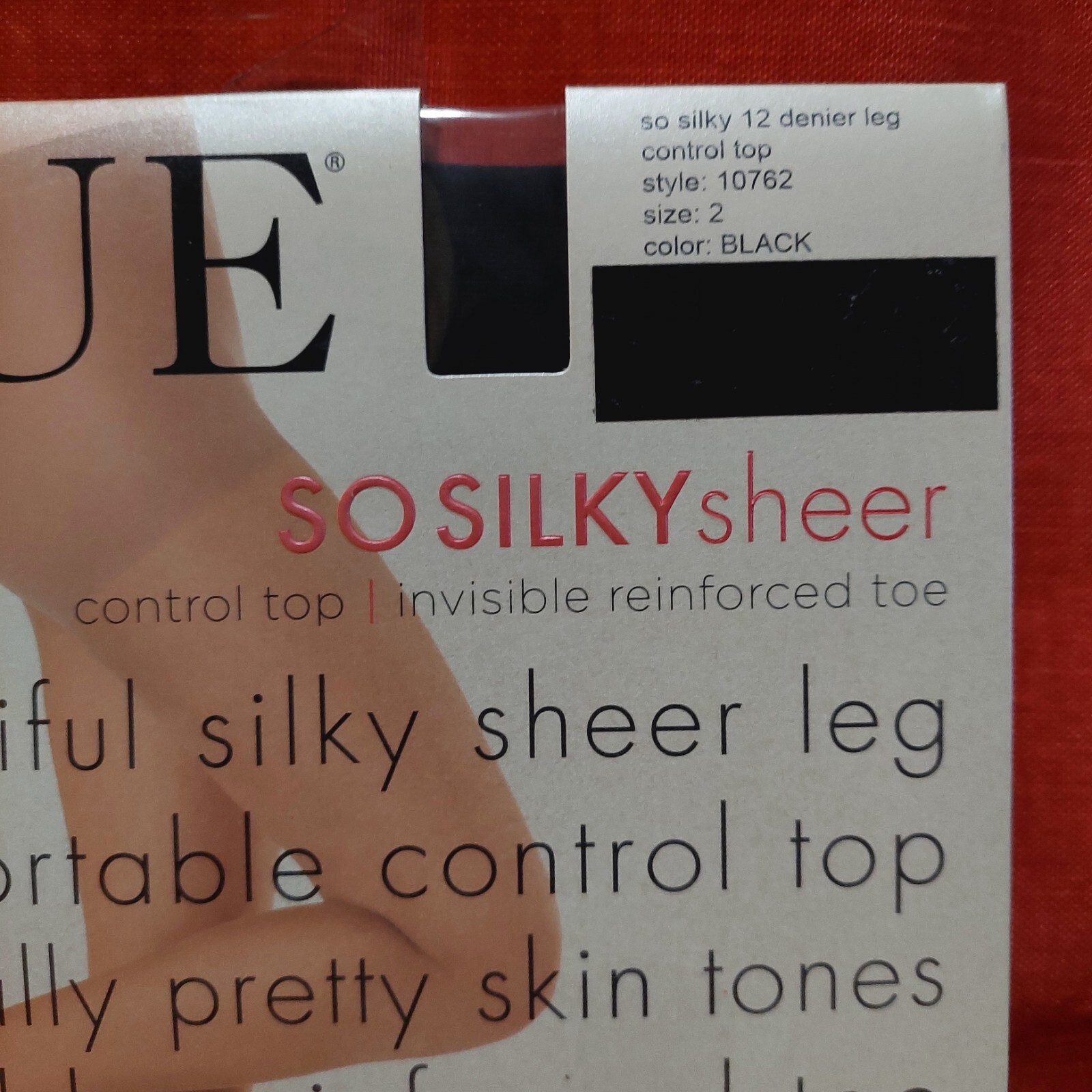 Vintage Pantyhose HUE So Silky Sheer Invisible Reinforced Toe Black Size 2 BONT1